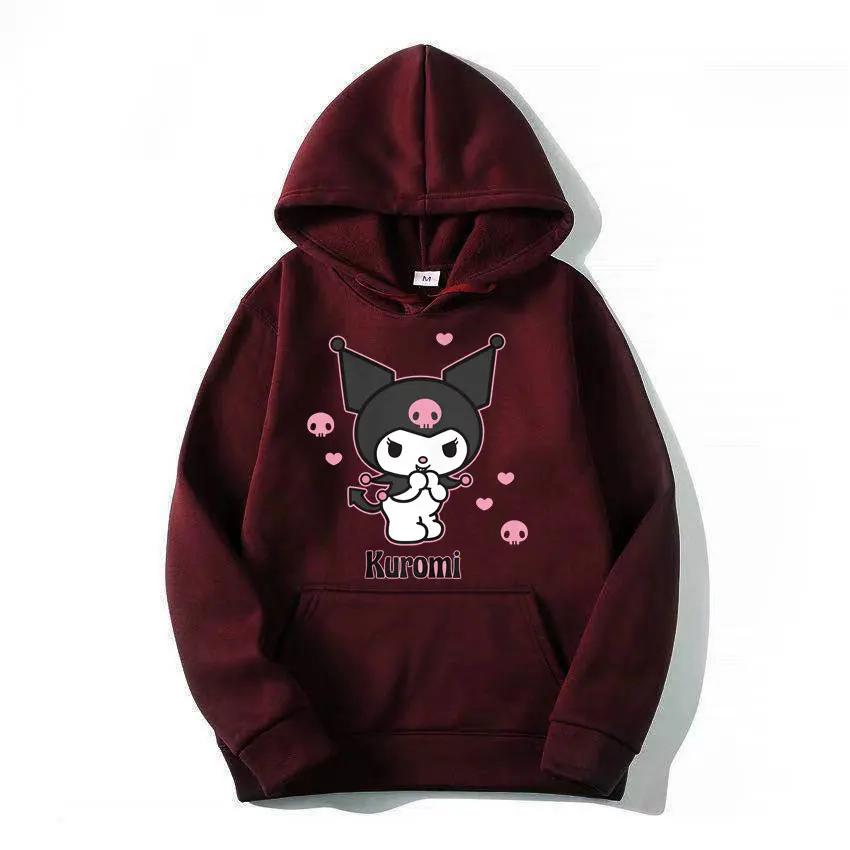 Sanrio Kuromi Anime Hearts & Skulls Unisex Hoodie Cartoon Fashion Couple Oversized Sweatshirt Tops Spring Autumn Pullover