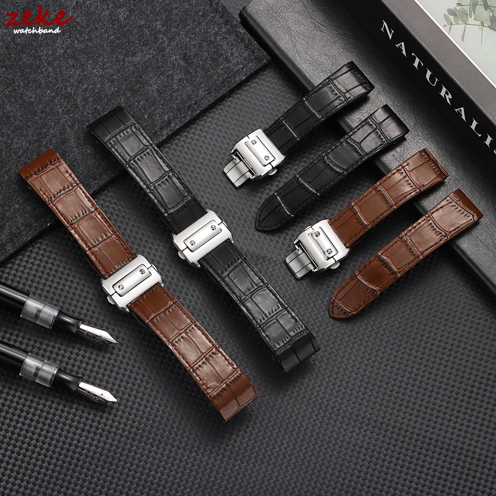 정품 송아지 가죽 시계줄 슬럽 패턴 20mm 23mm  - Cartier Watch Santos 리뷰 및 가격
