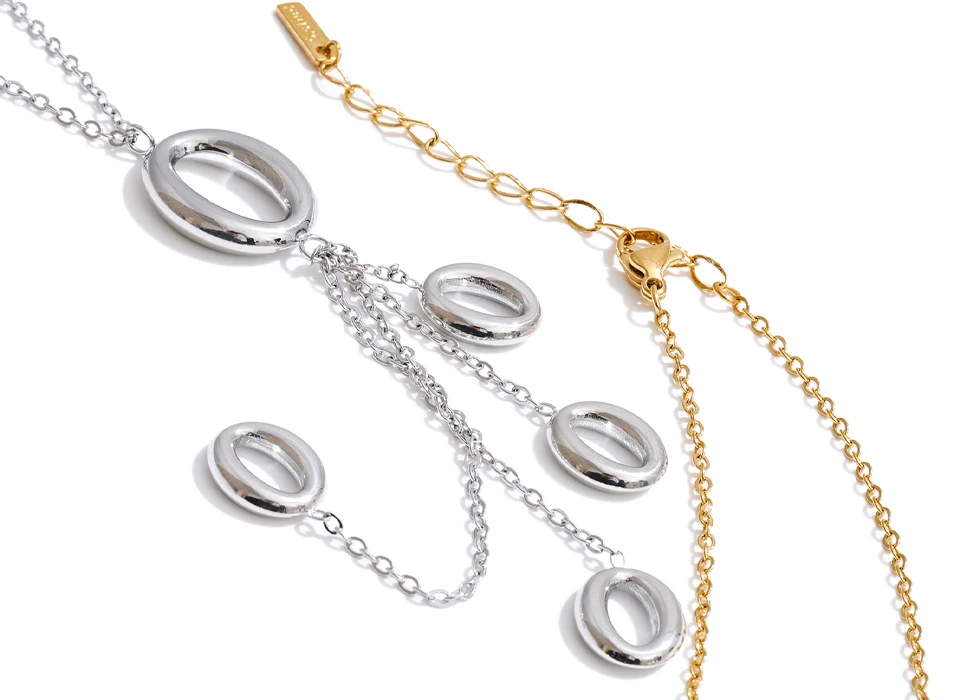 Yhpup Edelstahl Runde Hohl Quaste Anhänger Tropfen Halskette Neuheiten 16K PVD Überzogene Mode Charme Schmuck für Frauen – Detail 2