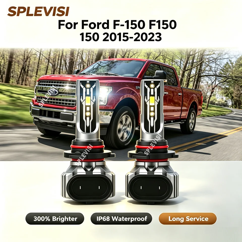 LED Headlight Hi Bulbs 75W 7500LM - Brilliant 6000K color temperature clear visibility For Ford F-150 F150 2015 2016 2017-2023