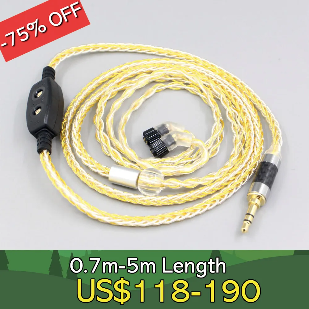 

8 Core Silver Gold Plated Braided Earphone Cable For AKR03 Roxxane JH Audio JH24 Layla Angie LN007284