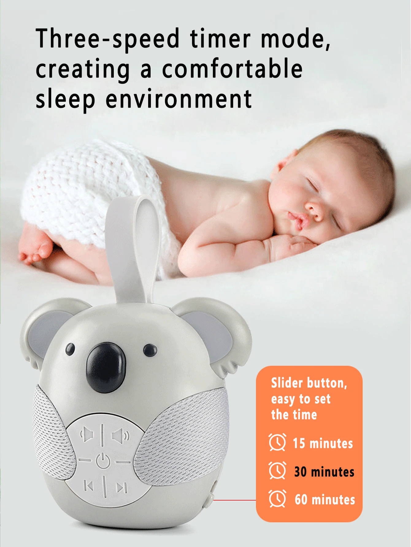 Reproductor de música Koala para bebés y niños pequeños para ayudará a dormir, instrumento para dormir para calmar los bebés para dormir