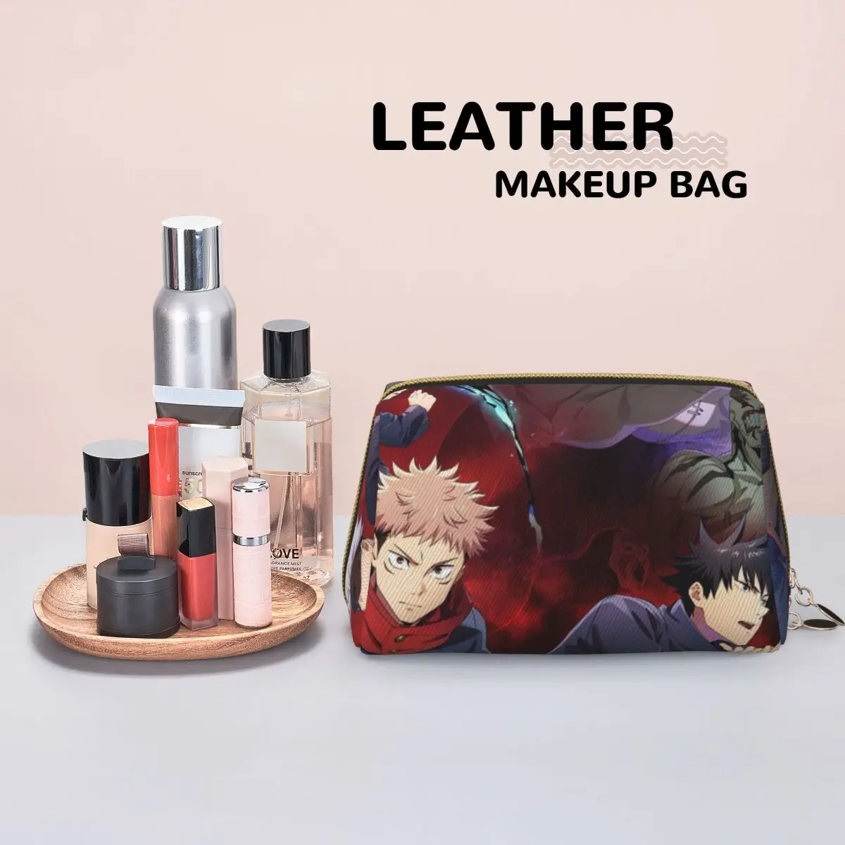 Megumi Besto Friendo Jujutsu Kaisen Sukuna Anime Women Cosmetic Bag Travel Makeup Organizer Pouch Toiletry Storage Dopp Kit Case