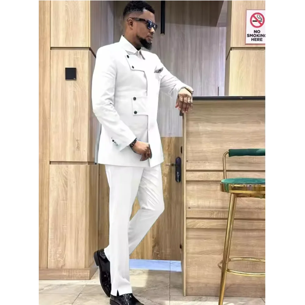 New Arrival Mens 2 Piecs Suits Jacket Pants Italian Style Solid Man Groom Design Notched Lapel Casual