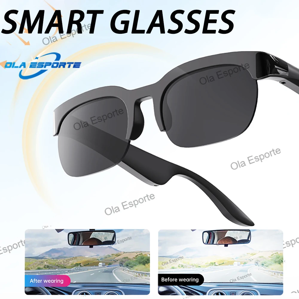 AI Smart Glasses Voice Assistant Navigation Play Music BT Call Drive Outdoor Sunglasses Protect eyes Smart glasses Men Women Q01