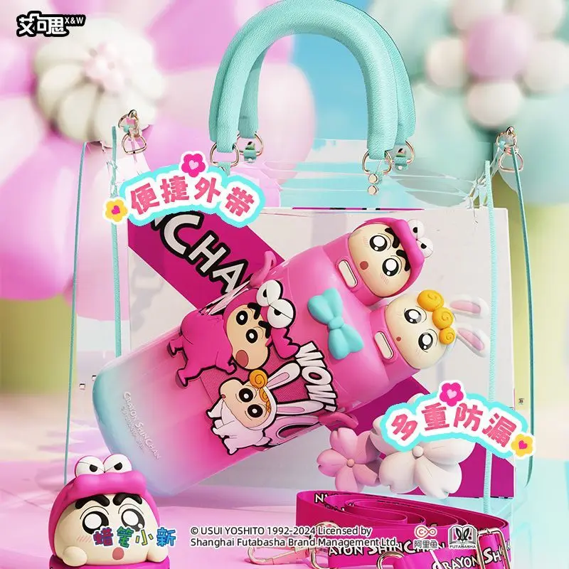 Insulated Cup Cartoon Crayon Shin-Chan Anime Thermos Cup Cute Straw Water Bottle Student Stainless Steel Portable Cup Gift