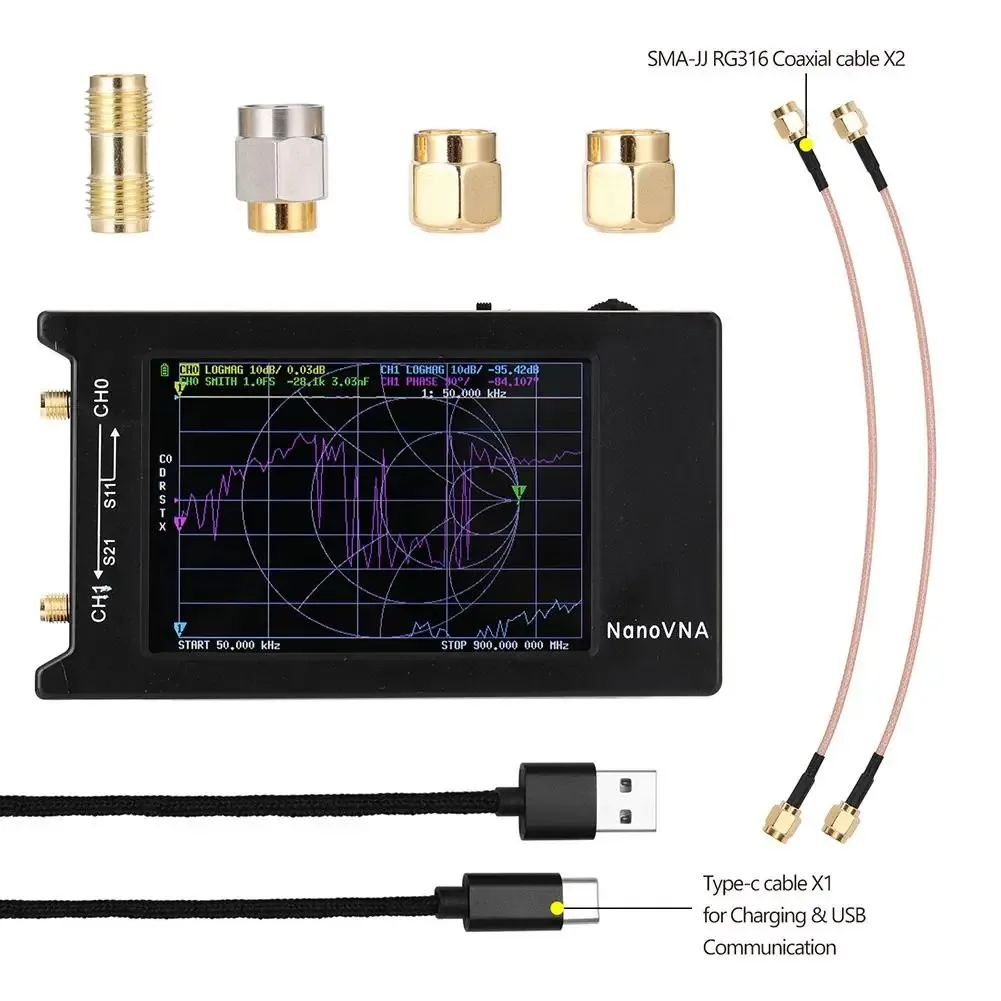 NanoVNA-H4 h 4インチベクトルネットワークアナライザー,1950mAh