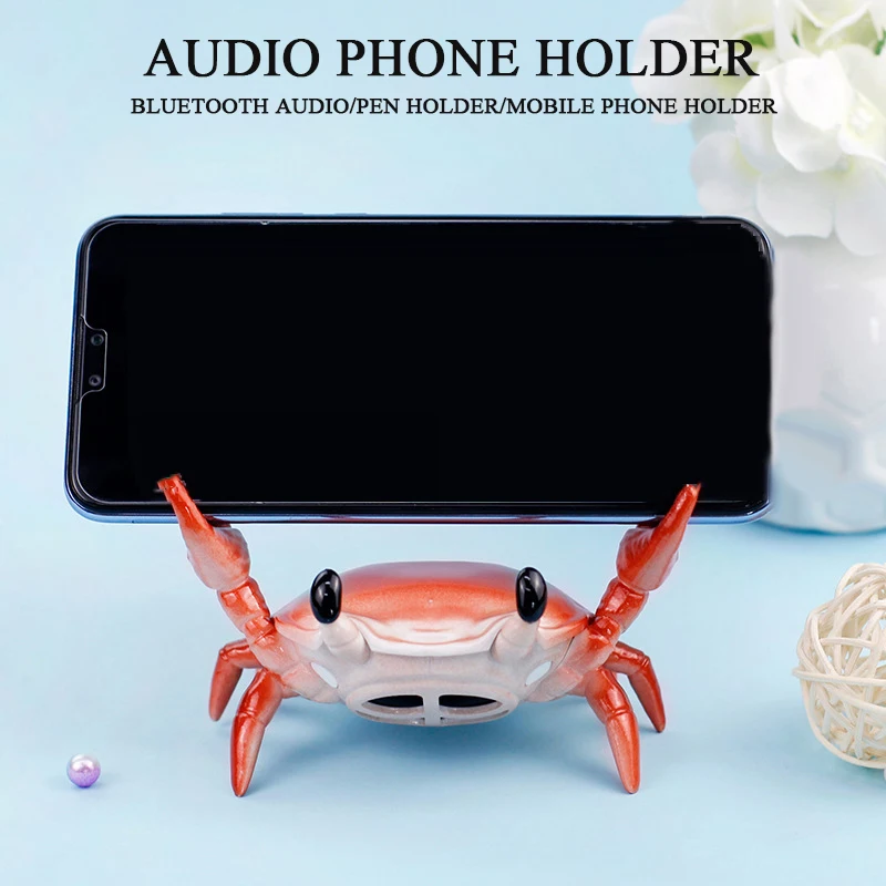 Ani-mal Crab Shaped Speaker, Mobile Ph-one Bracket, Subwoofer, Wireless Audio, Small Desktop Stand
