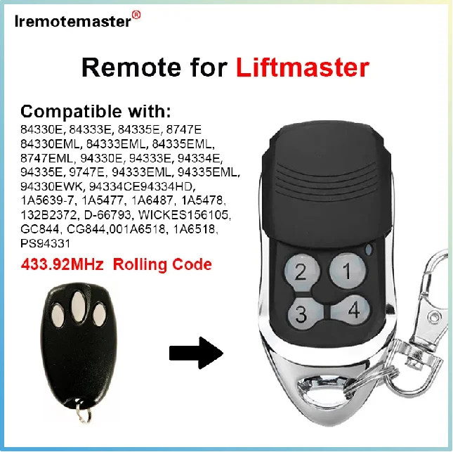 For Liftmaster 94335E 84335E Garage Door Remote 433.92MHz Transmitter