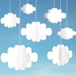 3D Cloud Decorations Hanging for Ceiling Airplane Party How Time Flies Theme First Birthday Decoration Supplies