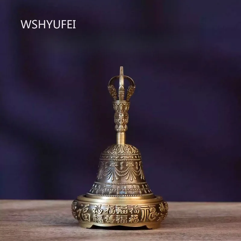

1 шт. Латунный колокольчик с алмазным узором, в китайском стиле, для чистоты и благополучия, буддийские принадлежности, украшение для дома и буддийского храма
