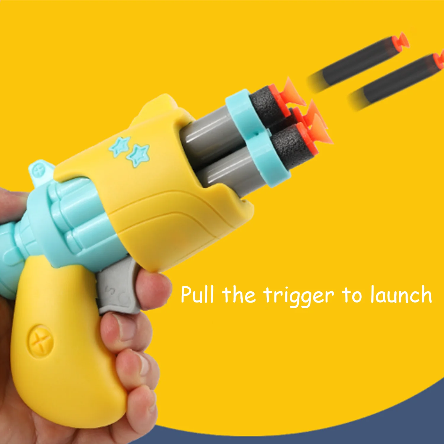 Soft bullet Q cute soft bullet gun cartoon, three hole rotating three bullets, indoor and outdoor parent-child interaction