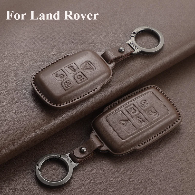 

Leather Car Remote Key Case Shell For Land Rover Range Rover Sport Evoque Freelander Velar Discovery 4 Keyless Protector Key Fob