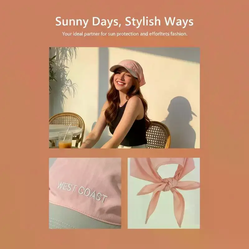 Women Contrast Brim UV Block Sun Hat Lightweight Breathable Headscarf for Hiking Camping Beach Daily Wear