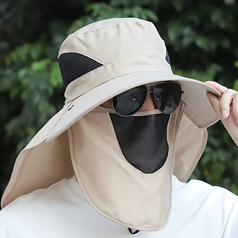 1pc Fishing Hat, Breathable Wide Brim Sun Hat for Men Outdoor Activities,Hiking Trekking,Fishing, 4 Colors Available