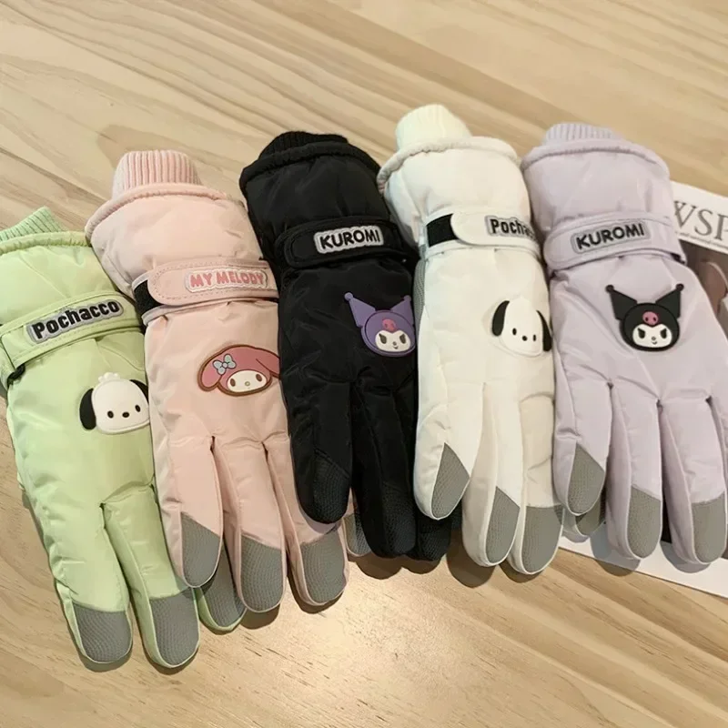 

Sanrio Cinnamoroll Kuromi Pochacco Gloves Winter Student's Kawaii Anime Cute Windproof Thickened Warm Gloves Christmas present