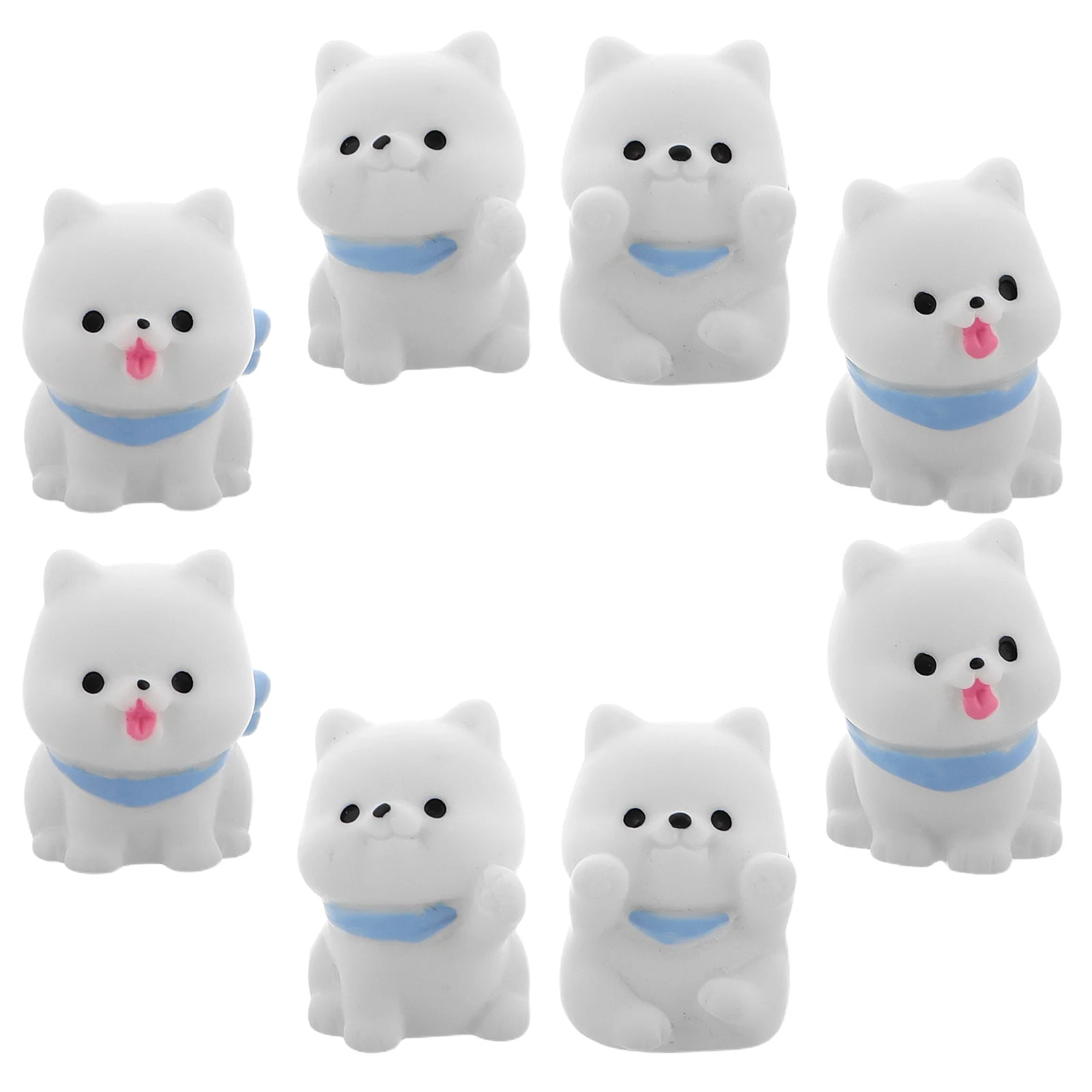 8 figurines de chiens Samoyed en résine miniature, accessoires de micro-paysage, pour bonsaï, tableau de bord de voiture, décoration de la maison