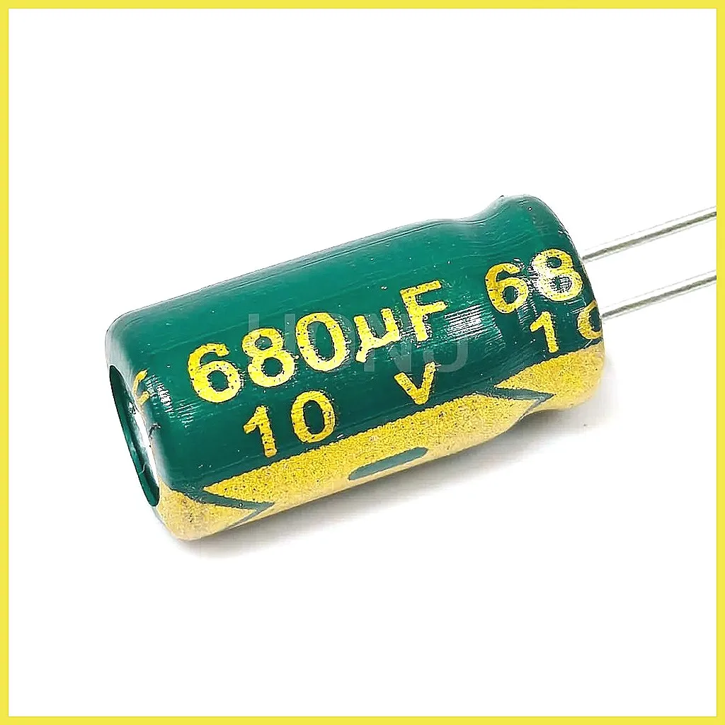 20PCS 10V 680uF Low ESR Capacitor, 6x12mm High Frequency Aluminum Electrolytic, ±20%