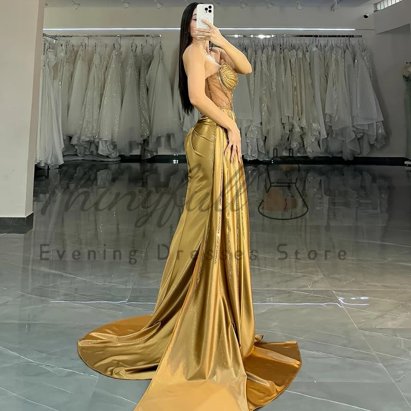 Thinyfull Formal Mermaid Prom Evening Dresses Sweetheart Beadings Split Night Party Dress Women Cocktail Prom Gowns Customized