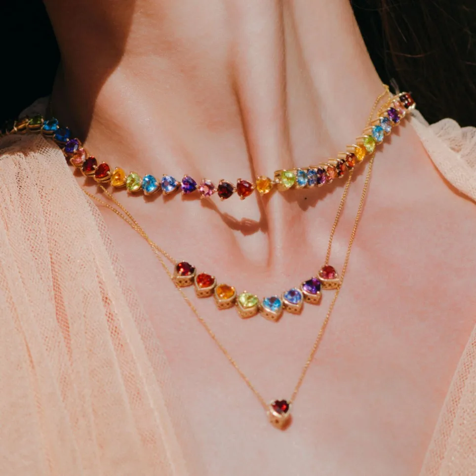 2025 جديد كاندي لتقوم بها بنفسك إكسسوارات عقد منزلق اثني عشر جوهرة الميلاد للنساء ، ins 12 قلادة قلب الحب لولادة ، هدية ذهبية عيار 18 قيراط #2