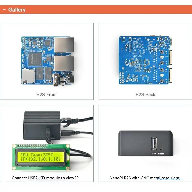 NanoPi R2S Open Source Mini Router Dubbele Ethernet-poorten 1GB RK3328 Metaal voor DropShipping