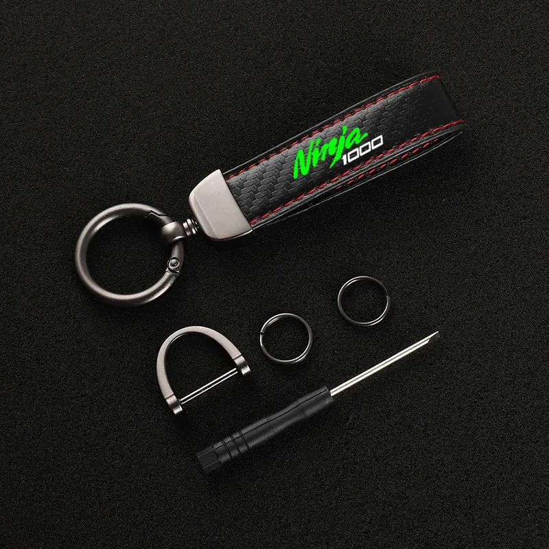 Leather Motorcycle keychain Horseshoe Buckle Jewelry for Kawasaki Ninja 1000SX Ninja1000 2020 - 2021