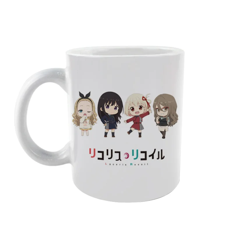 Taza de café de cerámica de dibujos animados para hombres y mujeres, tazas de Cosplay, Lycoris, retroceso, Inoue, Takina, Nishikigi, Chisato, Japón, Anime