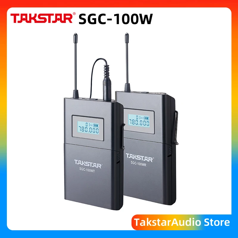 Takstar Camera Lapel Mic UHF Wireless Lavalier Microphone with Audio Monitor Function for DSLR DV Camcorder Receiver+Transmitter