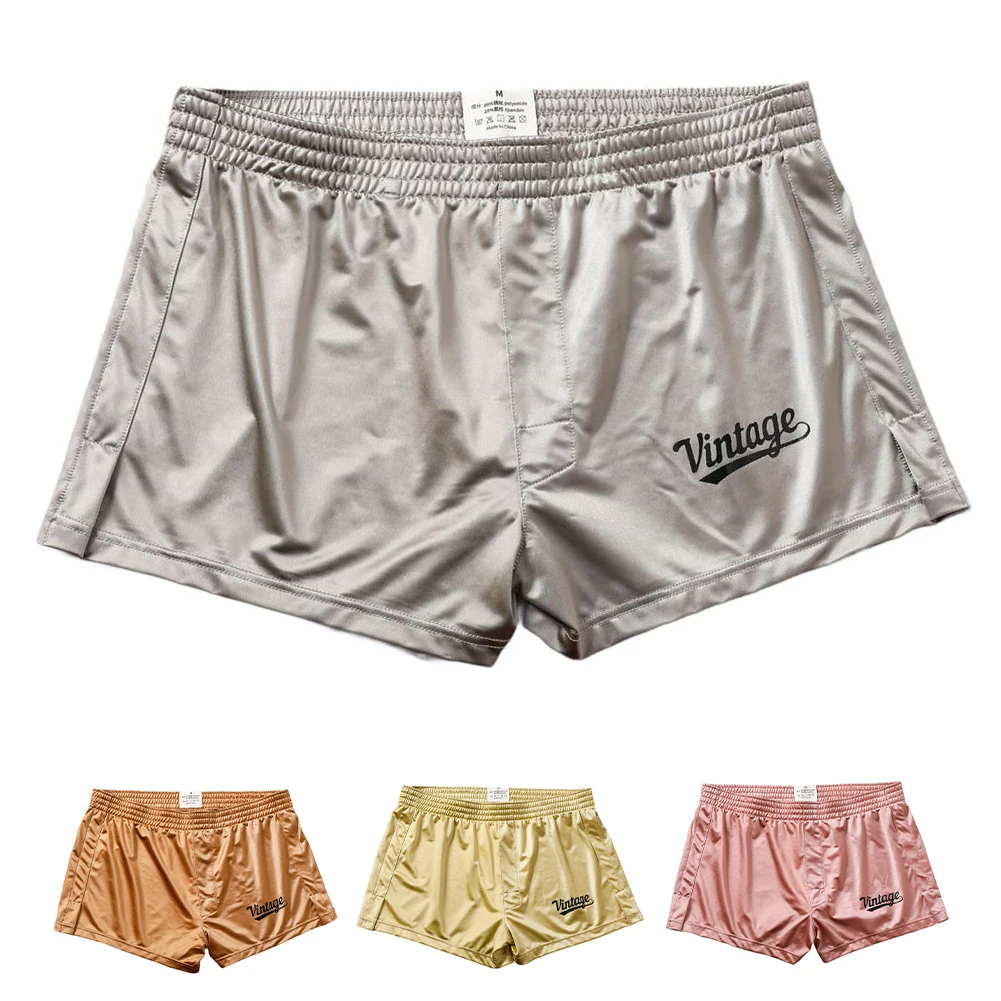 

Мужские трусы-боксеры из гладкого шелковистого материала, однотонные, больших размеров, дышащие, для дома и повседневной носки