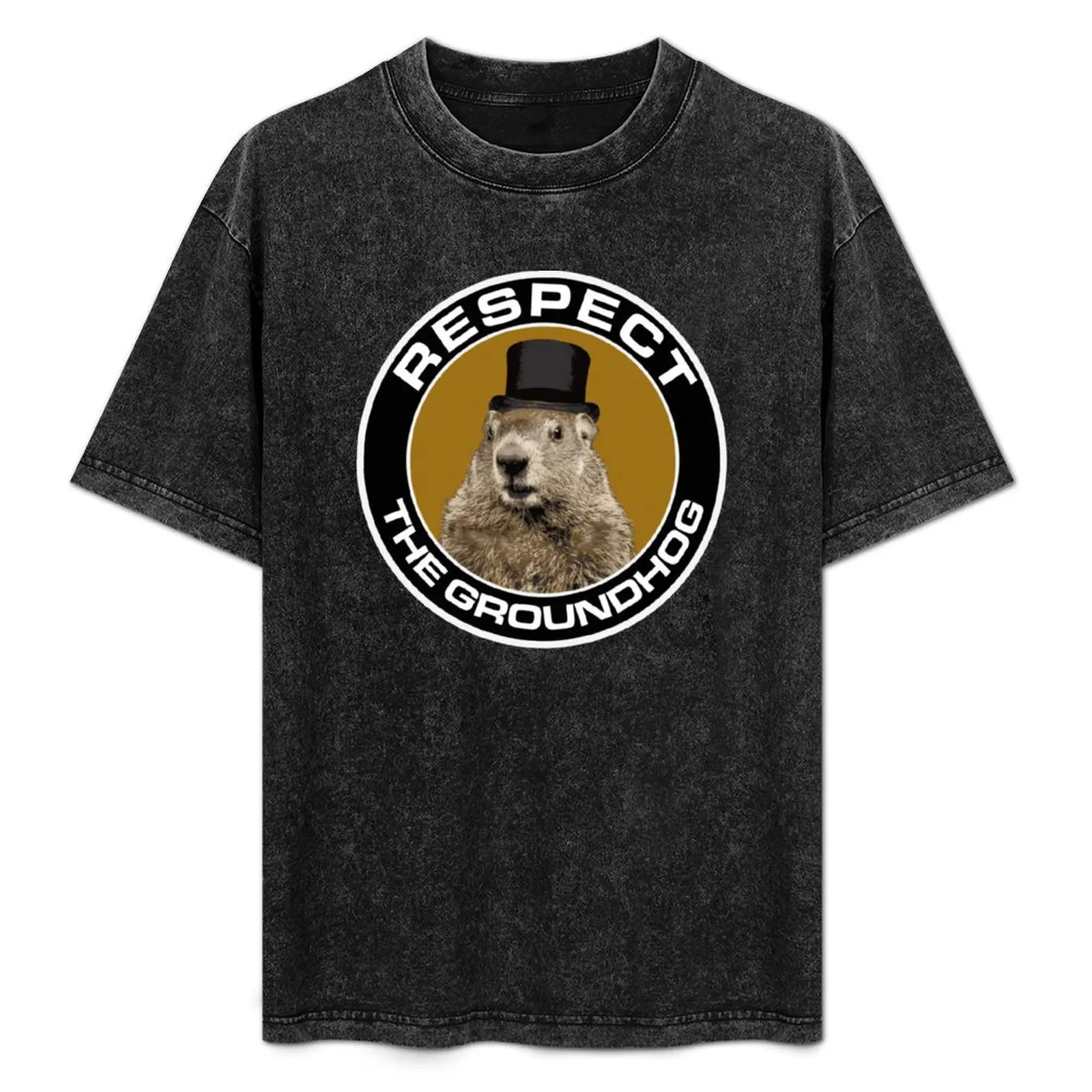 Punxsutawney Phil Groundhog Day... Respect the Groundhog Round T-Shirt vintage custom shirt blacks workout shirts for men