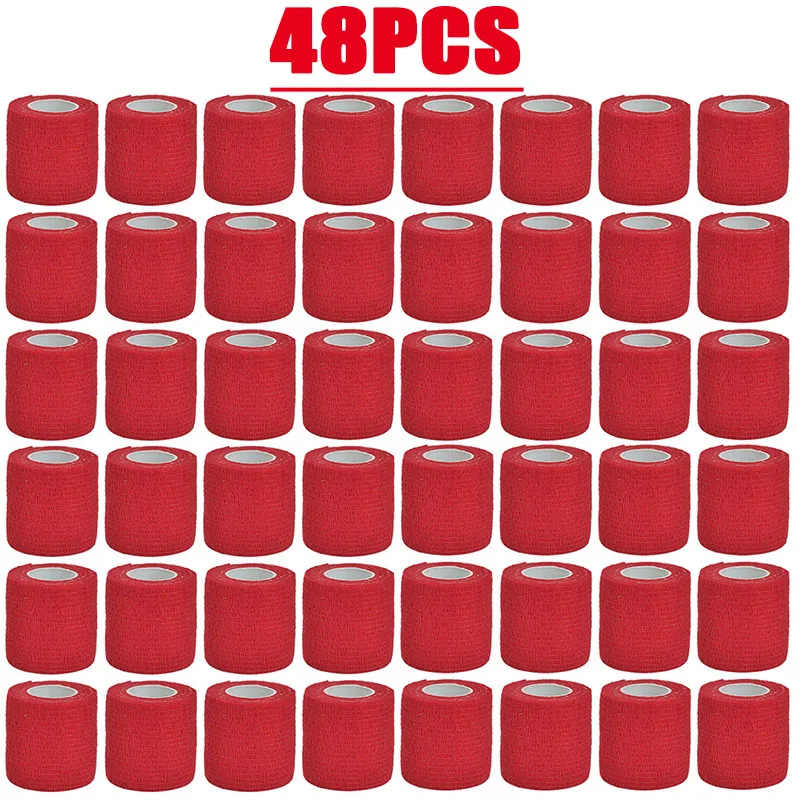 48/15/1Pcs Red Sport Self Adhesive Elastic Bandage Wrap Tape For Knee Support Pads Finger Ankle Palm Shoulder