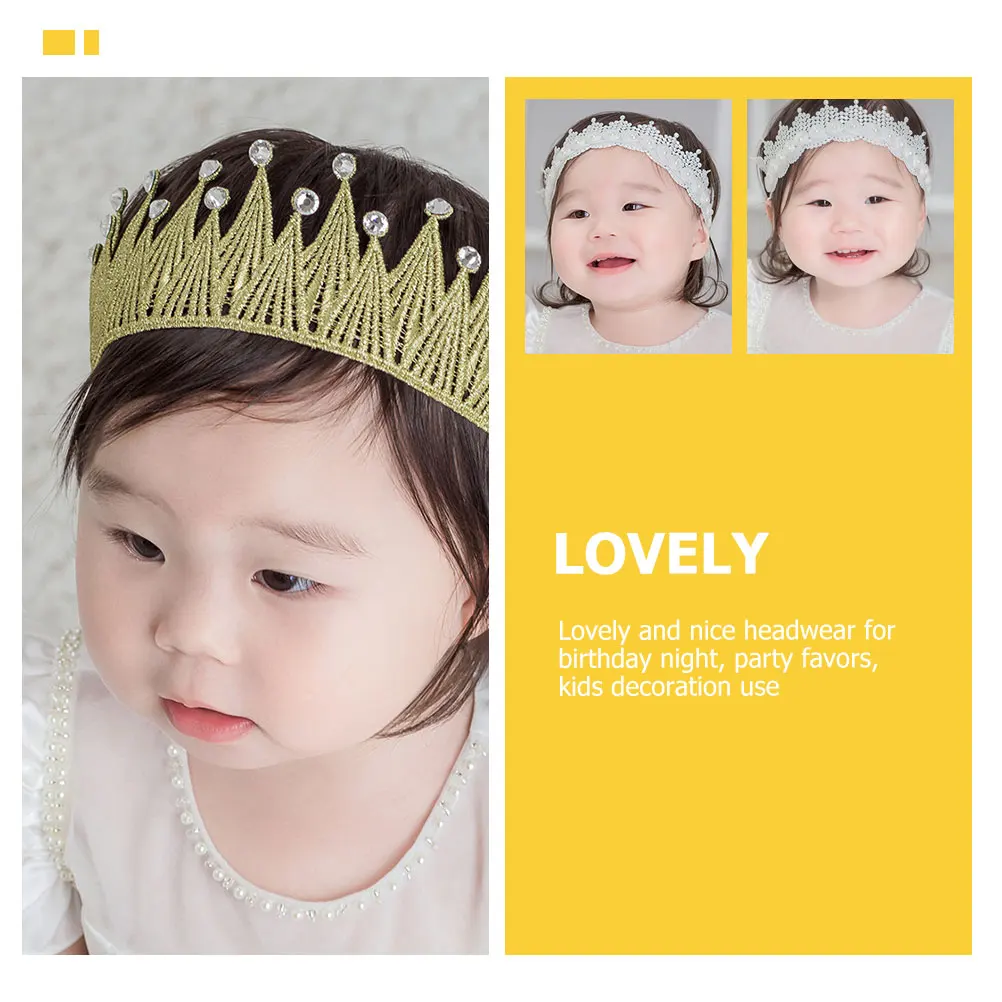 

2pcs Crowns Hairb s Lace Headb Sequin Design Infant Wearing Trendy Birthday Party Favors Decoration Newborn Photo