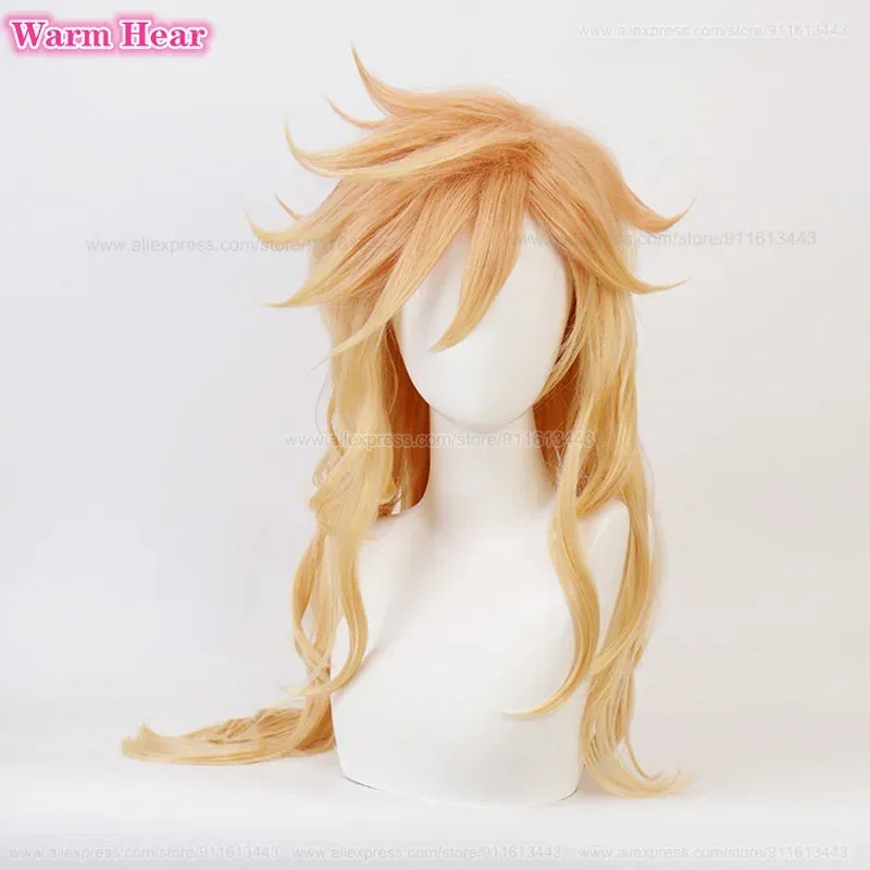 

High Quality 90cm Long Douma Cosplay Wig Unisex Yellow Wig Douma Heat Resistant Hair Halloween Party Role Play Wigs Wig Cap