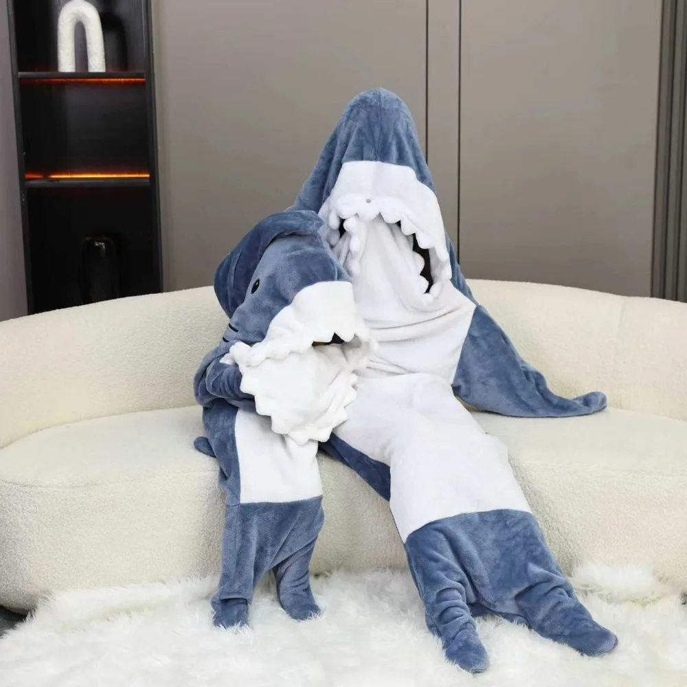 Shark Onesies Costumes Suit Adult Pyjamas Cartoon Halloween Christmas Carnival Sleepwear Jumpsuit Kids Clothes Cosplay