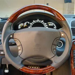 FOR 1998-2006 Mercedes CL55 AMG W215 S430 W220 Steering Wheel Chestnut Wood Gray Leather