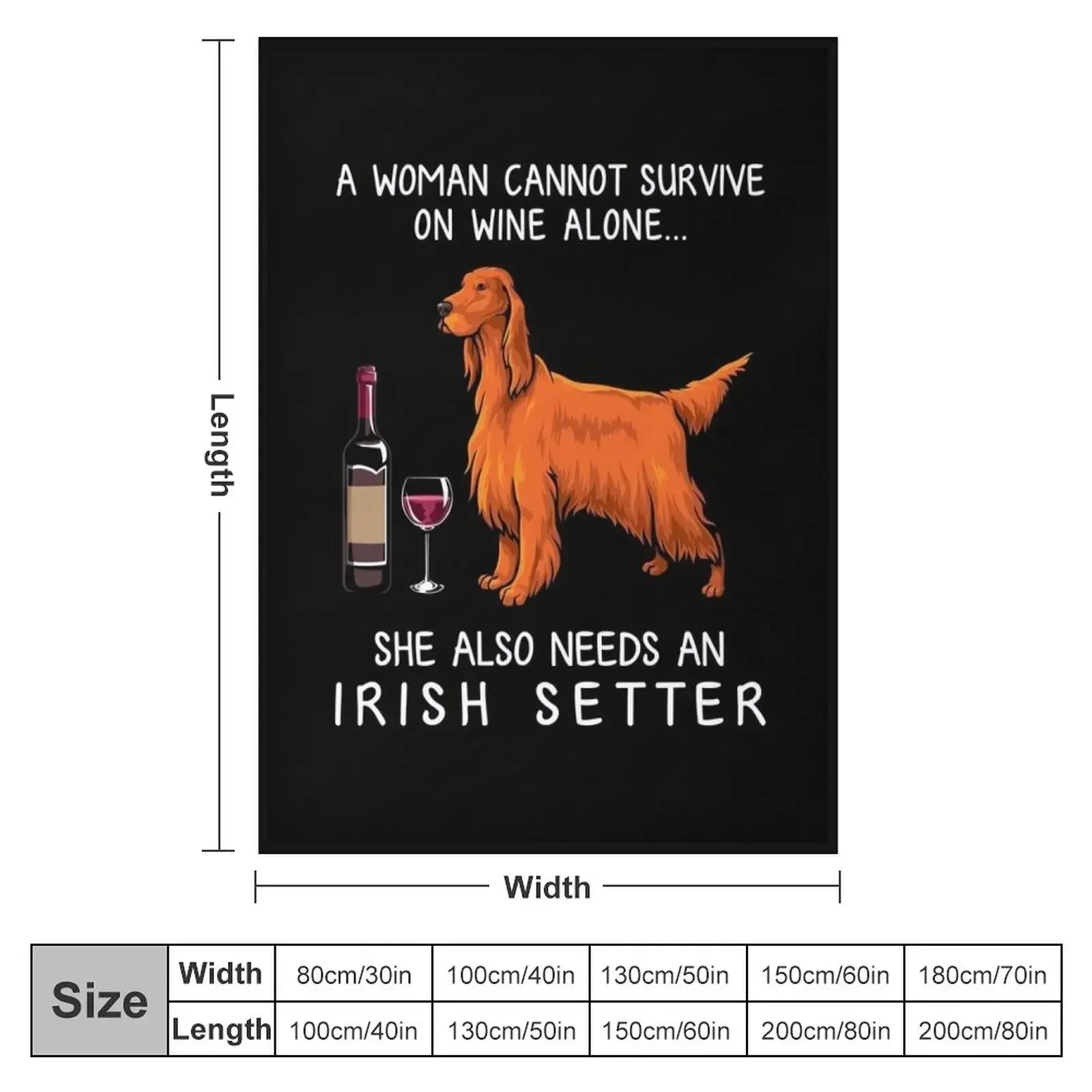 Irish Setter and wine Funny dog Throw Blanket christmas decoration Winter beds Blankets