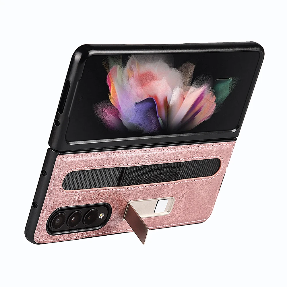 Crazy Horse Pattern PU Case for Samsung Galaxy Z Fold 4 Fold 3 Phone Cases For Fold4 Fold3 Anti-fall Stand with S Pen Slot Shell