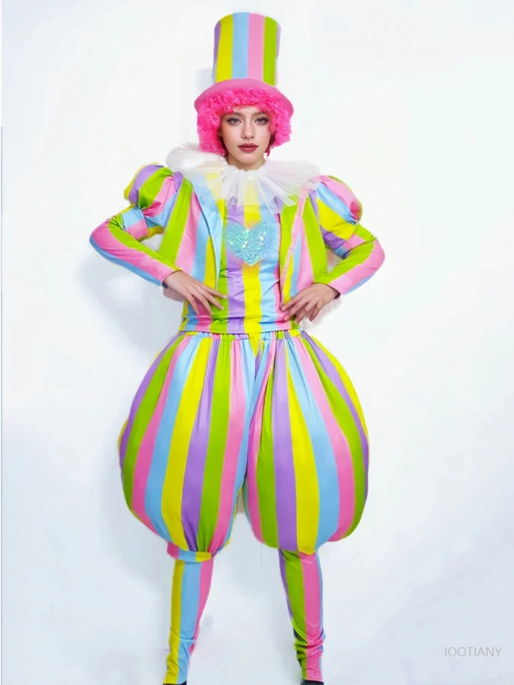 Disfraz de payaso para Cosplay, ropa de actuación de gira del equipo de carnaval, fiesta de carnaval, parque de atracciones, disfraz de Carnaval, disfraz de bailarina