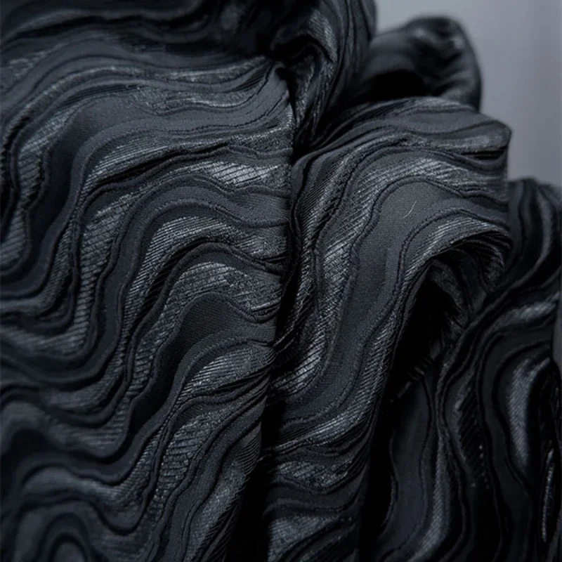 Rock Layer Water Ripple Chinese Style Irregular Concave Convex Three-dimensional Texture Jacquard Winter Coat Designer Fabric