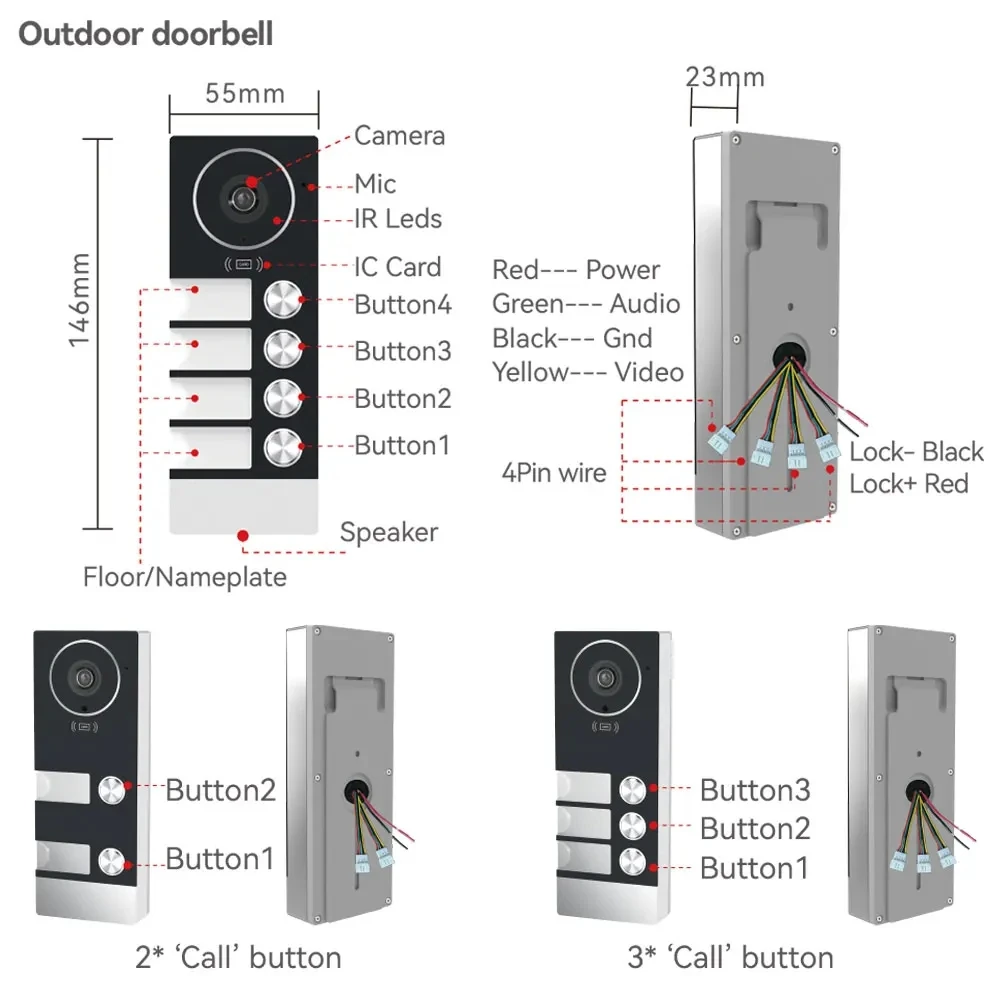 TUYA WiFi Video Deurtelefoon Deurbel Intercom 10 inch 1080P Screen Monitor APP Card Unlock Voor 2/3/4 Multifamily appartement Gebouw