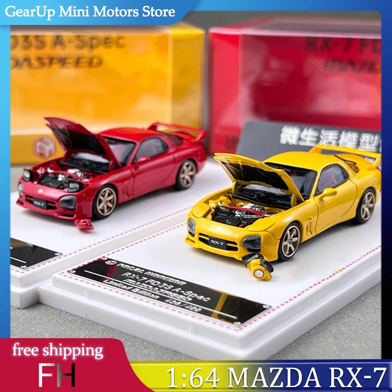 

FH 1:64 Mazda RX-7 FD3S A Spec Speed Alloy Diecast Model - Openable Hood JDM Performance Replica for Enthusiasts Collectors Toy