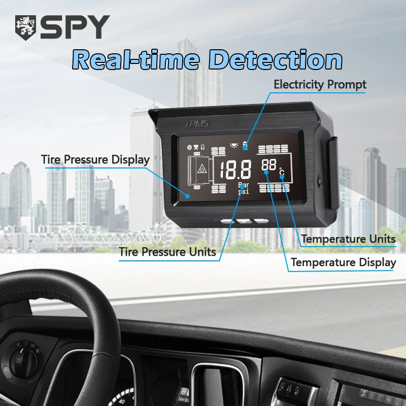 SPY 12 Sensors Truck Wireless Solar Tpms Tire Pressure Monitoring System 12 Tires For Trucks