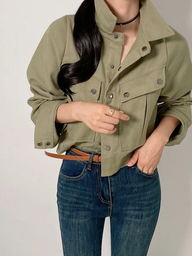 

ort Spring Autumn Casual Long Sve Turn-down Collar Jaet Women's Loose Workwear Top Faion Retro Sle Commute Friendly