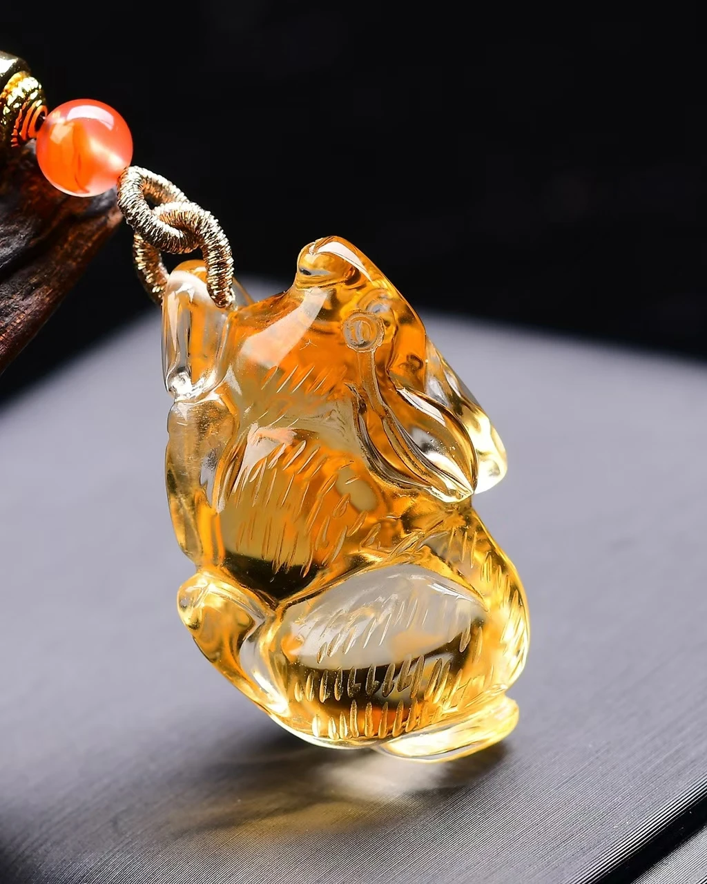 

Natural Yellow Citrine Quartz Rabbit Carved Pendant Necklace 39*20*19mm Women Men Jewelry Citrine Wealthy Necklace AAAAA