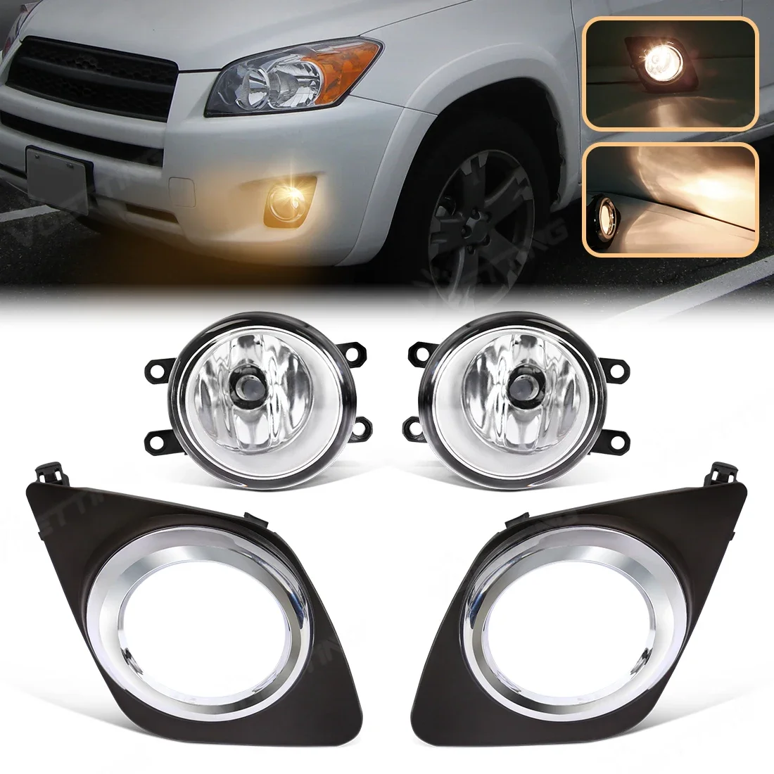 

Для Toyota RAV4 2009 2010 2011 2012 Автомобильный передний бампер, противотуманная фара в сборе, галогенная лампа для вождения, противотуманная лампа с крышкой, переключатель провода 12 В