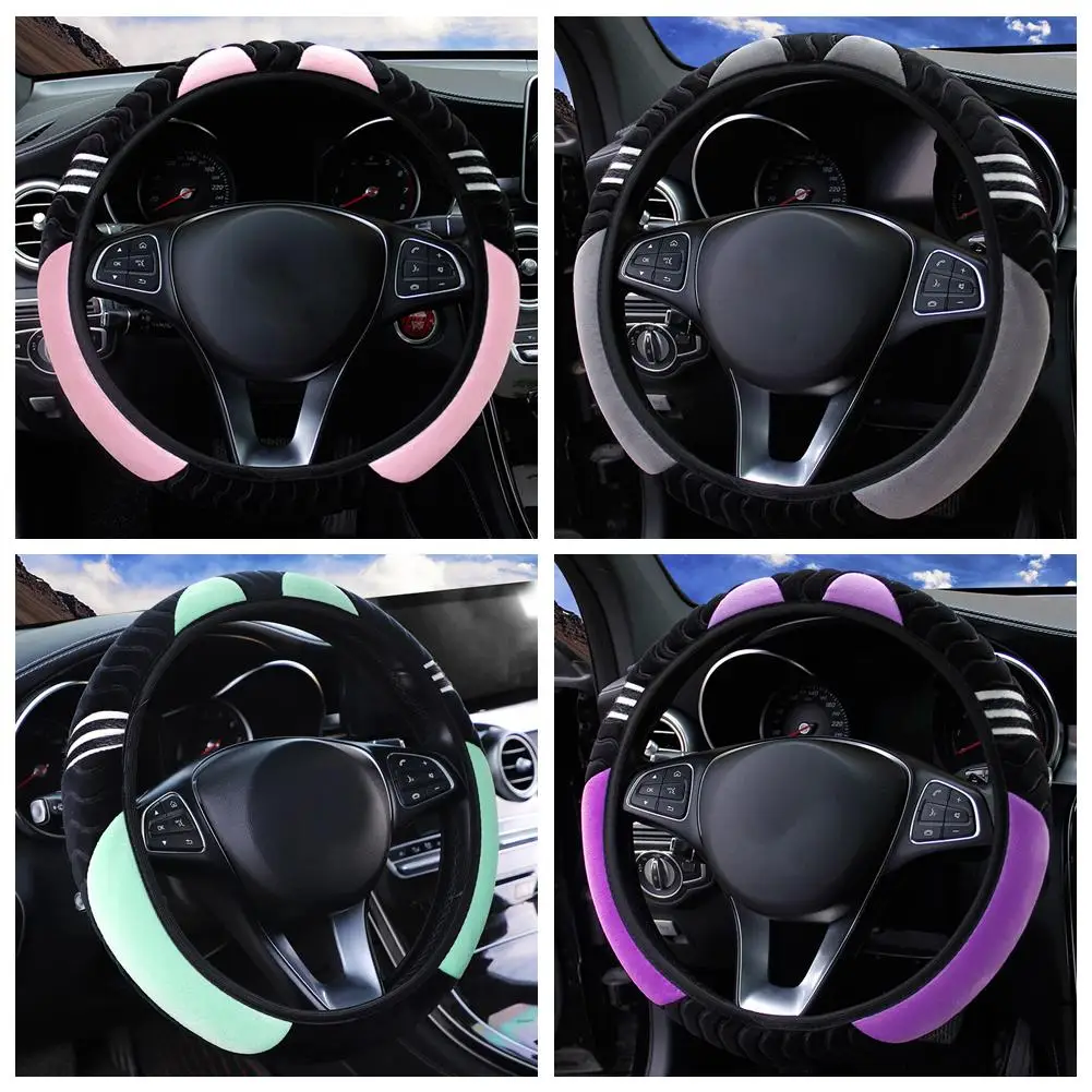 Plush Car Steering Wheel Cover Little 38cm Elastic Warm Anti-slip Wheel Cover Car Styling Car Accessories for Women