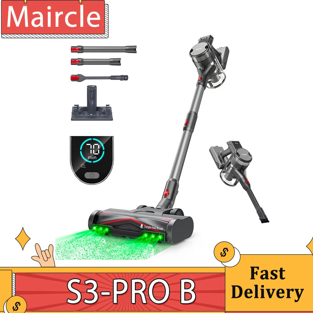Maircle S3-Pro b Akku-Staubsauger, mit Speicher wiederauf ladbare Basis, grünes Licht Technologie, ≤