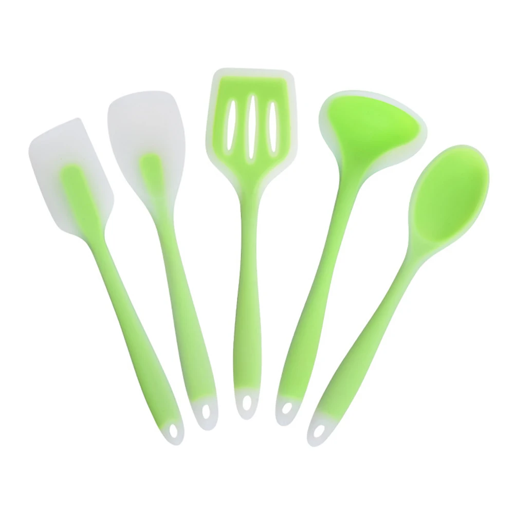 

5PCS Kitchen Cooking Utensil Set Heat Resistant Cooking Tools including Spoon Turner Spatula Soup Ladle Color Green