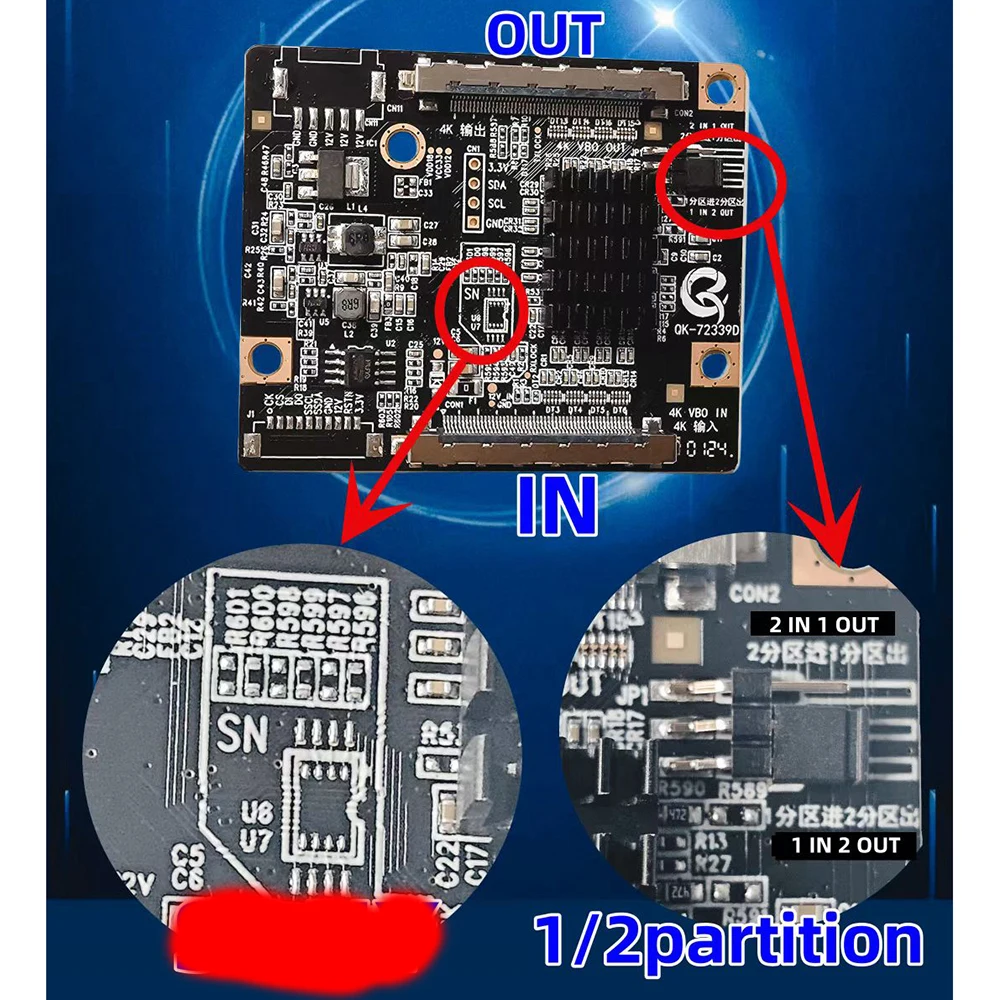 QK-72339D V2.0 Upgraded Version Solves 4K LCD Screen Partition Problem 4K LCD TV partition modification