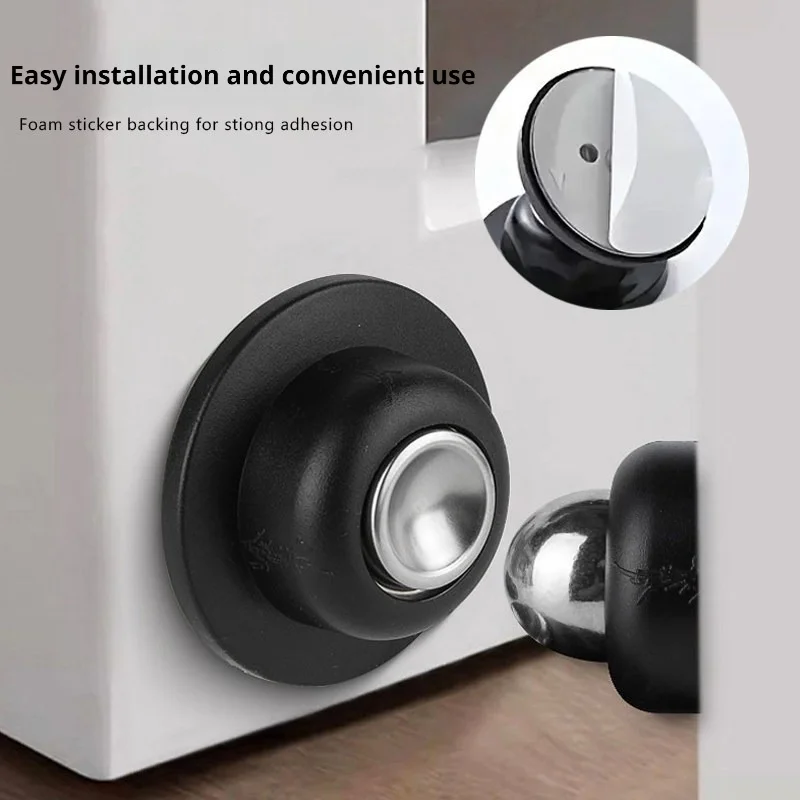 Drill-Free Silicone New Short Door Stopper, Strong Magnetic Anti-Collision Door Blocker for Bathroom Bedroom